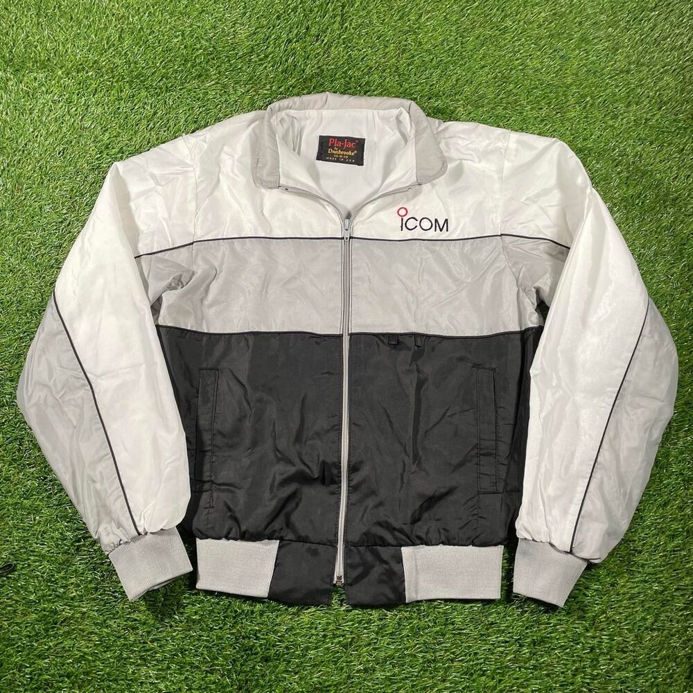 Vintage Dunbrooke Windbreaker Jacket White Grey Made in USA Size Small